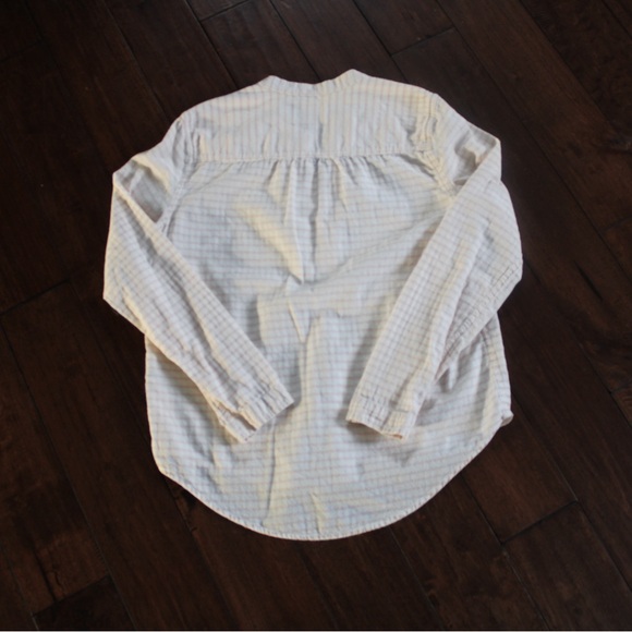 ABERCROMBIE & FITCH Collarless Pink Striped Cotton Button-Down Shirt - Picture 2 of 4